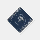 Nursing School Abschluss Navy Blue Silver Serviette (Ecke)