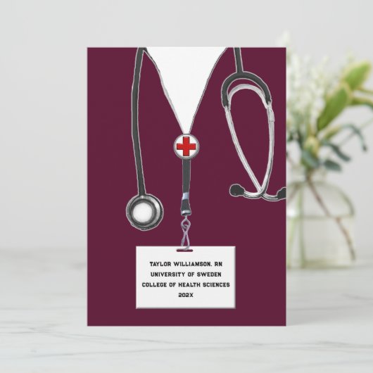 Nursing School Graduation Party Einladung (Stehend Vorderseite)