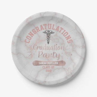 Nursing School Rose Gold Marble Graduation Party Pappteller