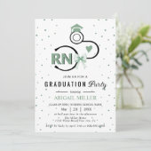 Nursing shool stethoscope green RN graduation Einladung (Stehend Vorderseite)