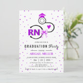 Nursing shool stethoscope purple RN graduation Einladung (Stehend Vorderseite)