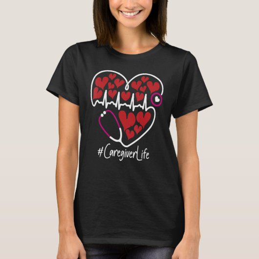 Nursing Stethoscope Heart Caregiver Valentine's Da T-Shirt (Vorderseite)