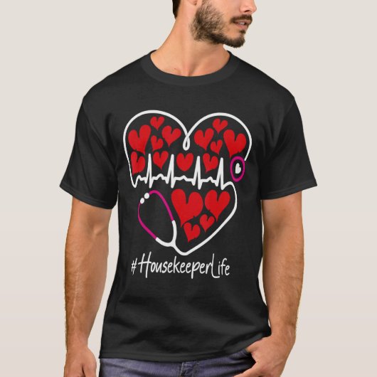 Nursing Stethoscope Heart Housekeeper Valentines T-Shirt (Vorderseite)