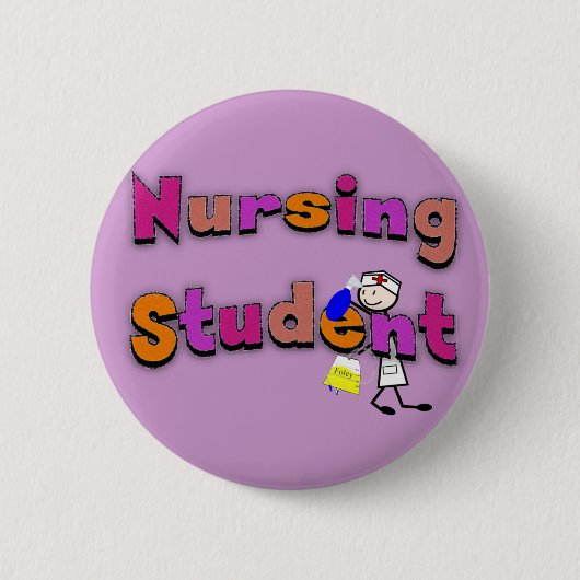 Nursing Student Watercolor Art Stick Person Nurse Button (Vorderseite)