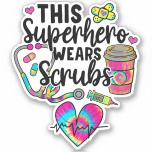 Nursing Superhero Scrubs Regenbogen Krankenschwest Aufkleber
