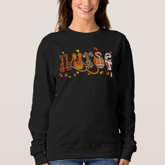 Nursing Thanksgiving Day Stethoscope Fall Nurse Co Sweatshirt (Vorderseite)