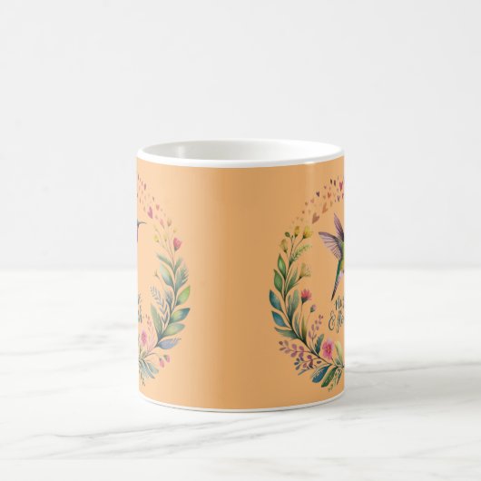 Nurture and Flourish Hummingbird Floral Design Kaffeetasse (Mittel)