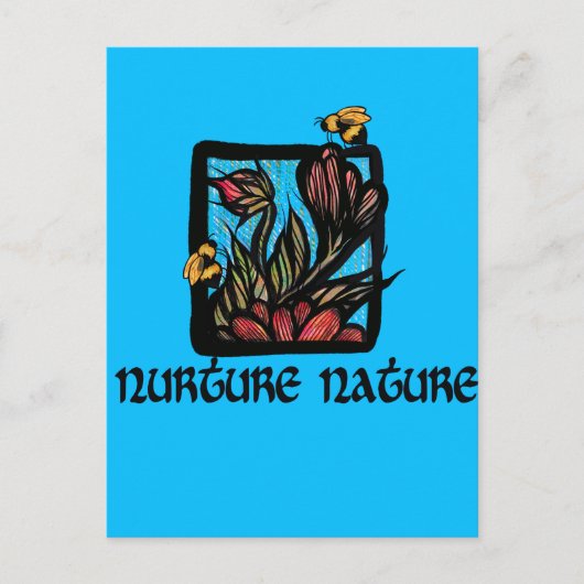 Nurture Nature Bee and Flowers                     Postkarte (Vorderseite)