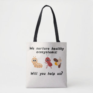Nurture Our World White mit schwarzen Riemen Tasche