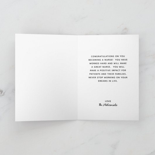 Nurve Abschluss Rainbow Glitzer Personalisierte Ka Karte (Innenseite)