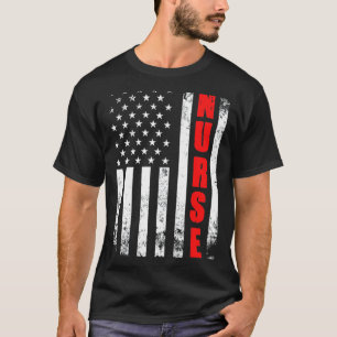 Nurve American Flag Patriotic Usa Stethoscope Job T-Shirt