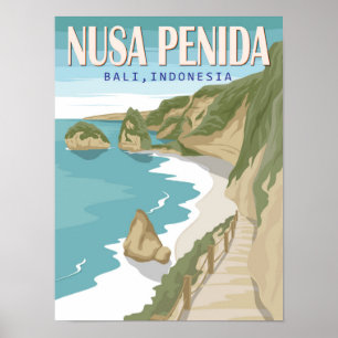 Nusa Penida Beach Bali Indonesien Vintag Poster