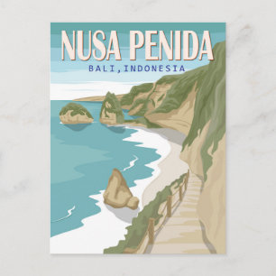 Nusa Penida Strand Bali Indonesien Vintage Postkarte