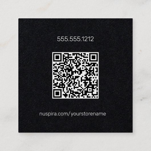 NuSpira Black Business Card Quadratische Visitenkarte (Rückseite)