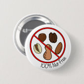 Nuss 100% frei (Baum-Nüsse u. Erdnüsse) Button (Vorne & Hinten)