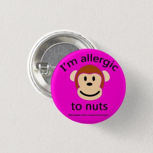 Nuss-Allergie-Alarm-Rosa Button (Vorne & Hinten)