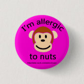 Nuss-Allergie-Alarm-Rosa Button (Vorderseite)