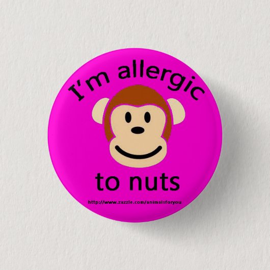 Nuss-Allergie-Alarm-Rosa Button (Vorderseite)