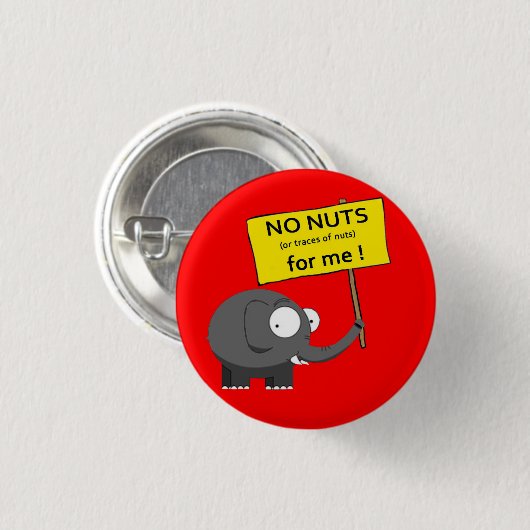 Nuss-Allergie-Elefant Button (Vorne & Hinten)