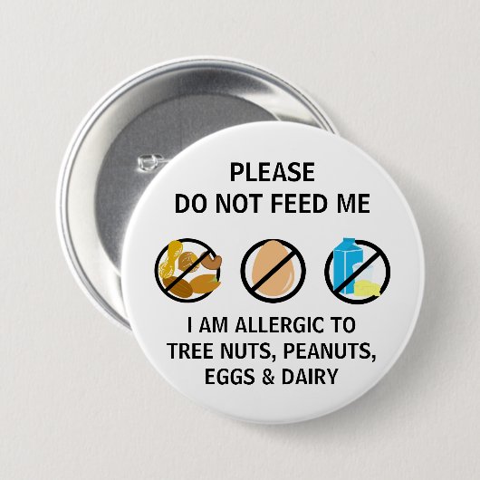 Nuss-Ei-Molkereiallergie füttern nicht Kinder Button (Vorne & Hinten)