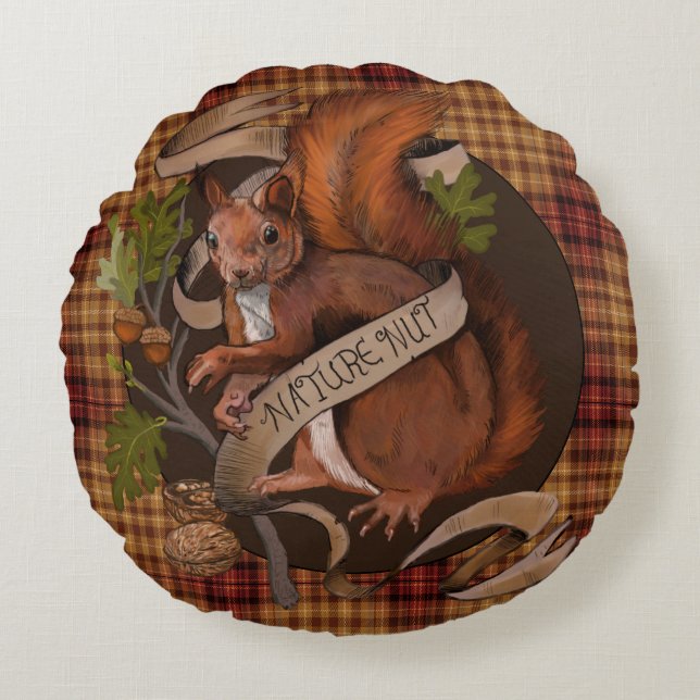 Nuss-Eichhörnchen Rundkissen Rundes Kissen (Vorderseite)