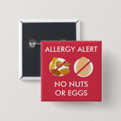 Nuss-und Ei-Nahrungsmittelallergie-Alarm-Button Button (Vorne & Hinten)
