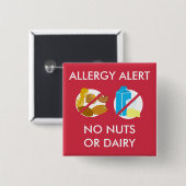 Nuss-und Milchspeise-Allergie-Alarm-Button Button (Vorne & Hinten)
