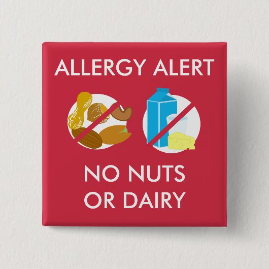 Nuss-und Milchspeise-Allergie-Alarm-Button Button (Vorderseite)