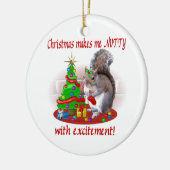 Nussartiges Weihnachtseichhörnchen Keramik Ornament (Links)
