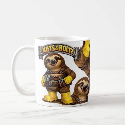Nüsse & Bolzen Faultier Kaffeetasse (Links)