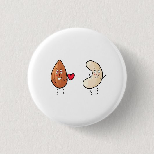 Nüsse, Mandel- und Cashewnuss-Thema Button (Vorderseite)