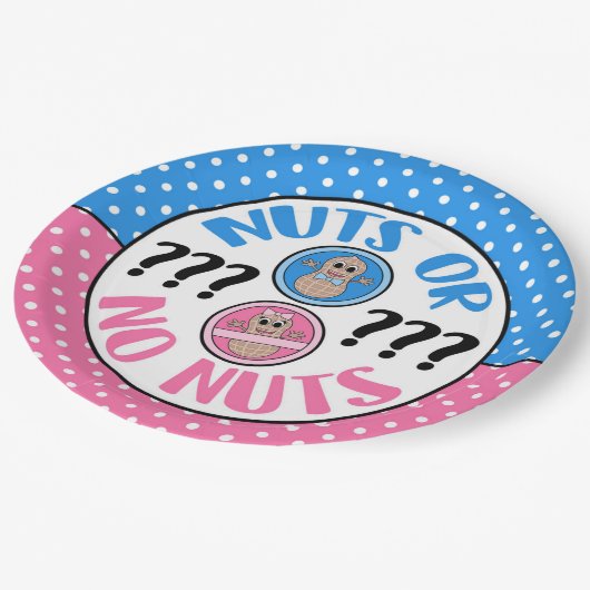 Nüsse oder Nüsse thematisches Geschlecht offenbart Pappteller (Schrägansicht)