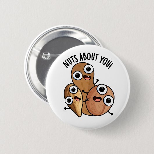 Nüsse über dich lustige Nut Puns Button (Vorne & Hinten)