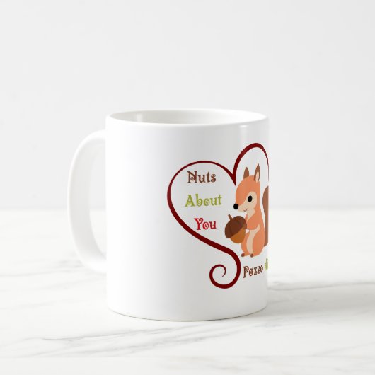 Nüsse über dich - zweisprachiges Eichhörnchen Kaffeetasse (Vorderseite Links)