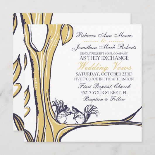 Nüsse über Eichhörnchen Hochzeitsfeiern Einladung (Vorne/Hinten)