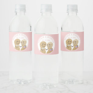 Nüsse über einander rosa Hochzeitsstift Brautparty Wasserflaschenetikett