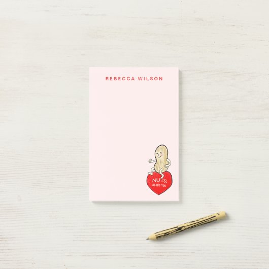 Nüsse über Ihr Personalisiertes Valentinrosa Post-it Klebezettel (Auf Schreibtisch)