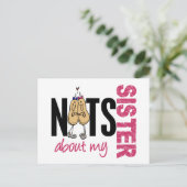 Nüsse über meine Schwester 1 rosa Postkarte (Stehend Vorderseite)