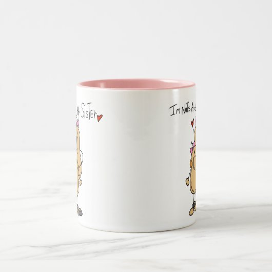 Nüsse über meine Schwester-Tasse Zweifarbige Tasse (Mittel)