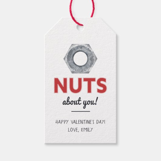 Nüsse über Sie mit metallischen Nüssen Valentinsta Geschenkanhänger (Vorderseite)