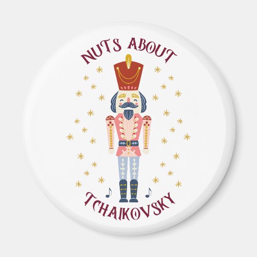 Nüsse über Tchaikovsky Nutcracker Music White Magnet (Vorne)