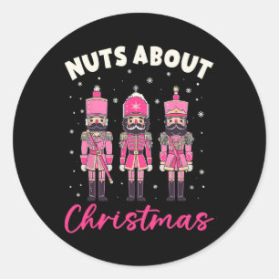 Nüsse über Weihnachten Pink Nutcracker Weihnachts- Runder Aufkleber