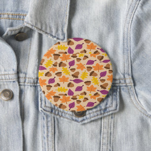 Nüsse und Blätter Herbstmuster Button