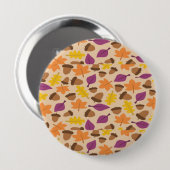 Nüsse und Blätter Herbstmuster Button (Vorne & Hinten)
