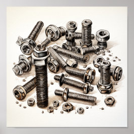 Nüsse und Bolzen-Poster Poster