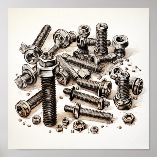 Nüsse und Bolzen-Poster Poster (Vorne)