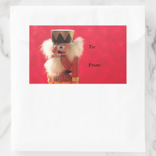 Nussknacker auf roten Geschenktichern Rechteckiger Aufkleber (Tasche)