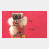 Nussknacker auf roten Geschenktichern Rechteckiger Aufkleber (Vorderseite)