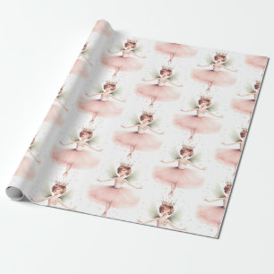 Nussknacker-Ballerina-Ballett-Rosa-Mint Geschenkpapier