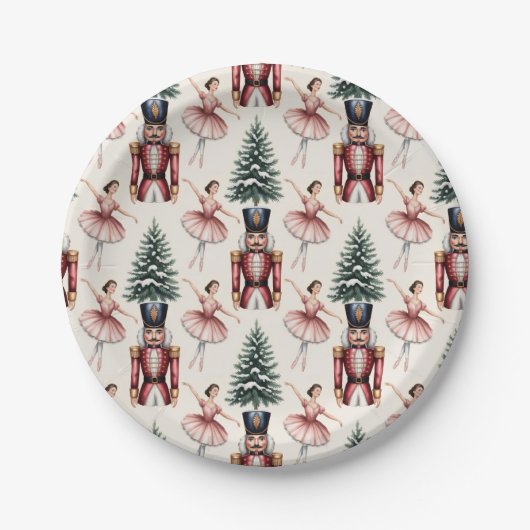 Nussknacker Ballerina Balletttänzer Weihnachtsbaum Pappteller (Vorderseite)
